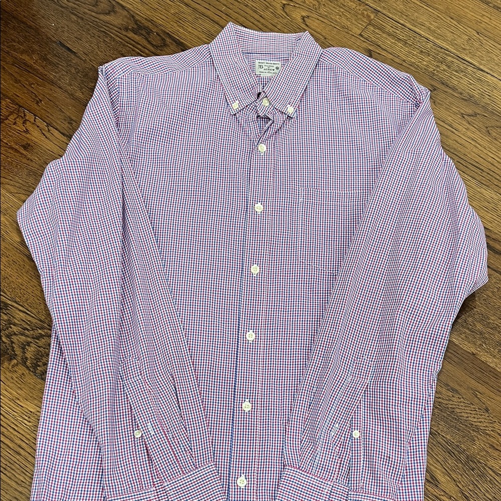 J. Crew Men's Red and Blue Gingham Shirt
